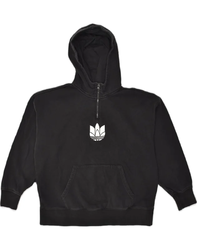 ADIDAS Womens Graphic Zip Neck Hoodie Jumper UK 22 3XL Black Cotton Hoodie with Illustration Artistic Creative ADIDAS Womens Graphic Zip Neck Hoodie Jumper UK 22 3XL Black Cotton Hoodie with Illustration Artistic Creative