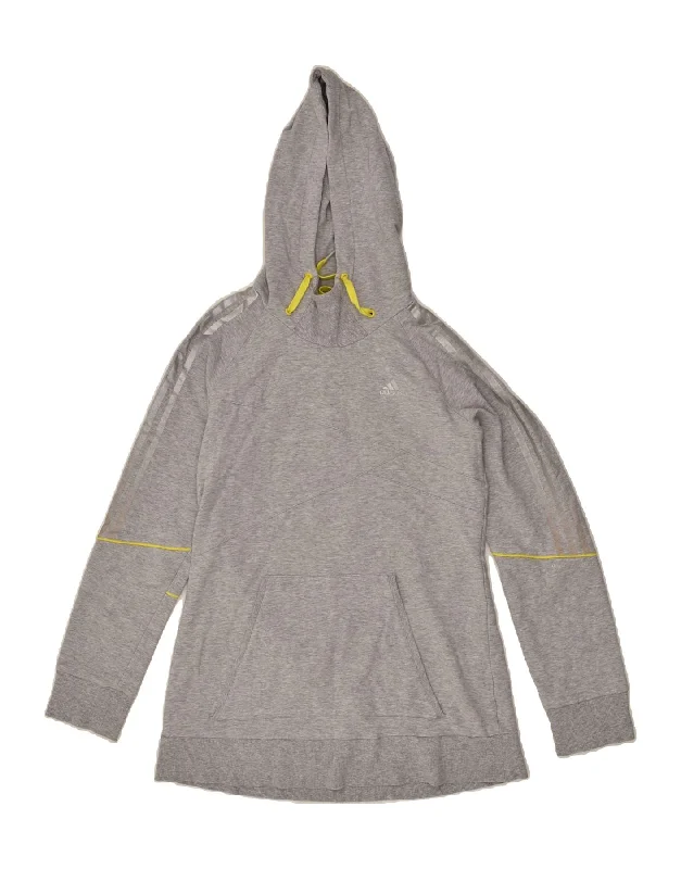 ADIDAS Womens Hoodie Jumper UK 14 Large Grey Cotton Hoodie with Hem Elastic Stretchable Comfortable ADIDAS Womens Hoodie Jumper UK 14 Large Grey Cotton Hoodie with Hem Elastic Stretchable Comfortable