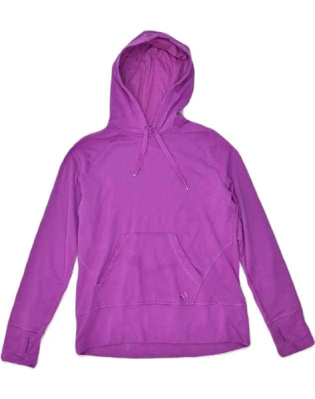 ADIDAS Womens Hoodie Jumper UK 18 XL Purple Polyester Hoodie with Cropped Fit Short Trendy ADIDAS Womens Hoodie Jumper UK 18 XL Purple Polyester Hoodie with Cropped Fit Short Trendy