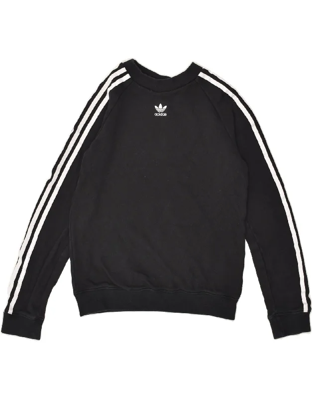 ADIDAS Womens Loose Fit Sweatshirt Jumper UK 8 Small Black Cotton Hoodie with Monochrome Minimalist Simple ADIDAS Womens Loose Fit Sweatshirt Jumper UK 8 Small Black Cotton Hoodie with Monochrome Minimalist Simple