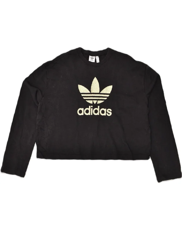 ADIDAS Womens Oversized Crop Sweatshirt Jumper UK 10 Small Black Cotton Hoodie with Ribbed Hem Stretchable Secure ADIDAS Womens Oversized Crop Sweatshirt Jumper UK 10 Small Black Cotton Hoodie with Ribbed Hem Stretchable Secure
