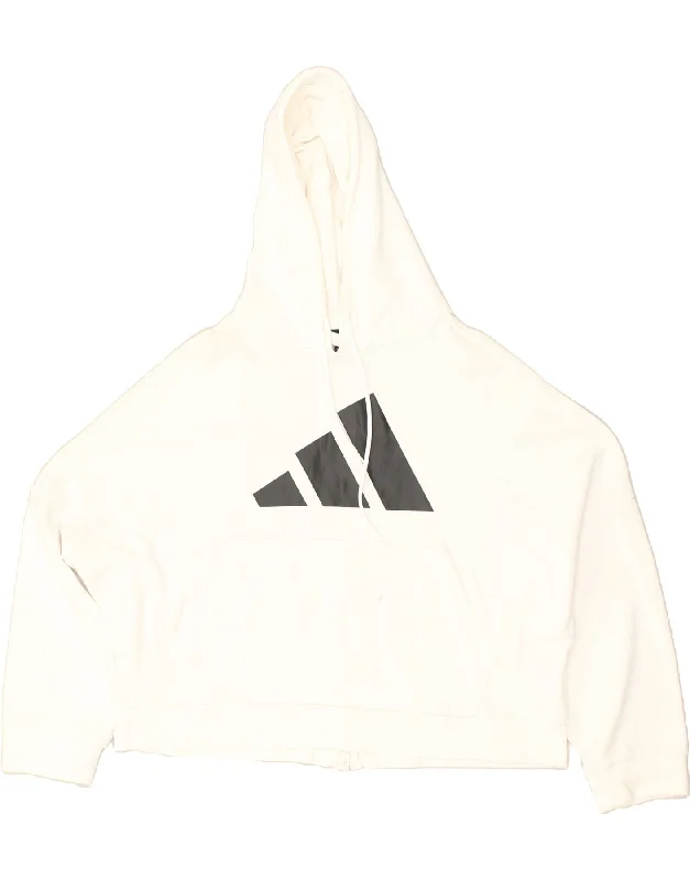 ADIDAS Womens Oversized Graphic Hoodie Jumper UK 12/14 Medium White Hoodie with Hem Contrast Bold Stylish ADIDAS Womens Oversized Graphic Hoodie Jumper UK 12/14 Medium White Hoodie with Hem Contrast Bold Stylish