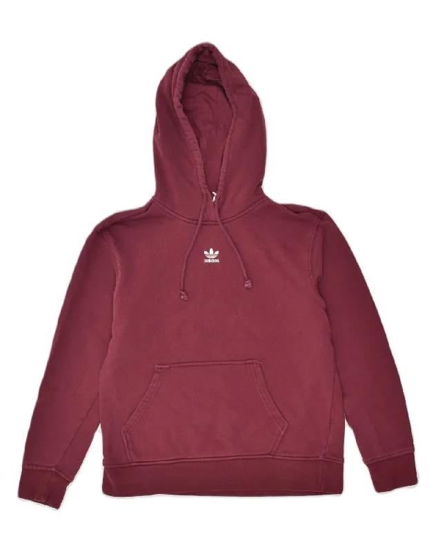 ADIDAS Womens Oversized Hoodie Jumper UK 10 Small Burgundy Cotton Hoodie with Print Artistic Unique ADIDAS Womens Oversized Hoodie Jumper UK 10 Small Burgundy Cotton Hoodie with Print Artistic Unique