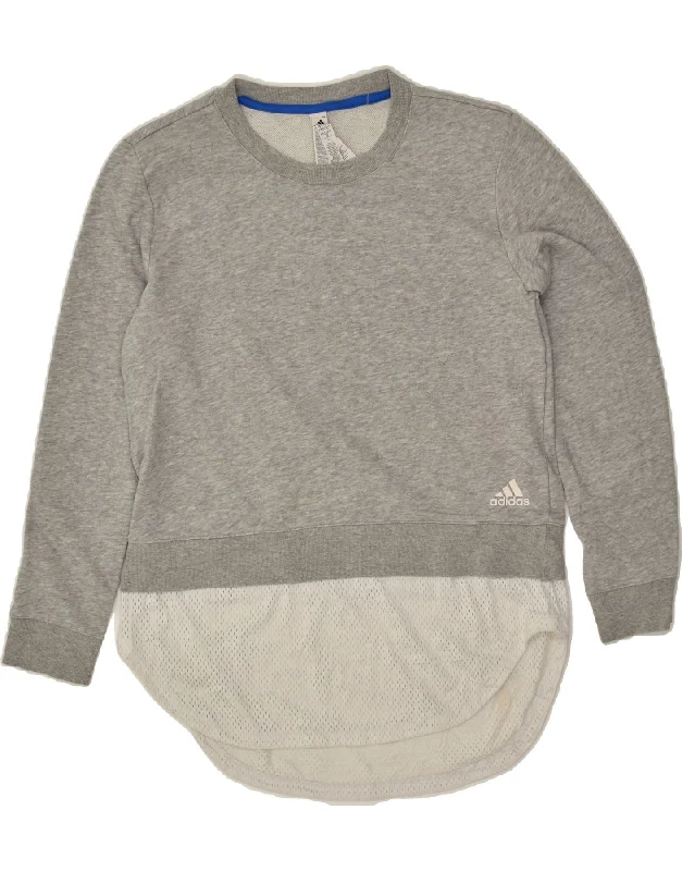 ADIDAS Womens Sweatshirt Jumper UK 8-10 Small Grey Colourblock Cotton Hoodie with Gradient Ombre Colorful ADIDAS Womens Sweatshirt Jumper UK 8-10 Small Grey Colourblock Cotton Hoodie with Gradient Ombre Colorful