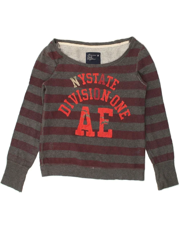 AMERICAN EAGLE Womens Graphic Sweatshirt Jumper UK 14 Medium Maroon Hoodie with Drop Shoulder Relaxed Streetwear AMERICAN EAGLE Womens Graphic Sweatshirt Jumper UK 14 Medium Maroon Hoodie with Drop Shoulder Relaxed Streetwear