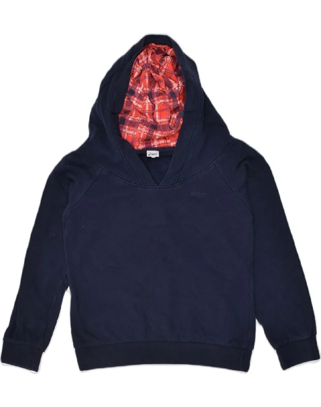 ASICS Womens Hoodie Jumper UK 18 XL Navy Blue Cotton Hoodie with Lace Feminine Delicate ASICS Womens Hoodie Jumper UK 18 XL Navy Blue Cotton Hoodie with Lace Feminine Delicate