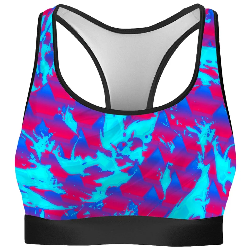 Berry Blast Hypno Splatter Rave Bra Comfortable Active Bra