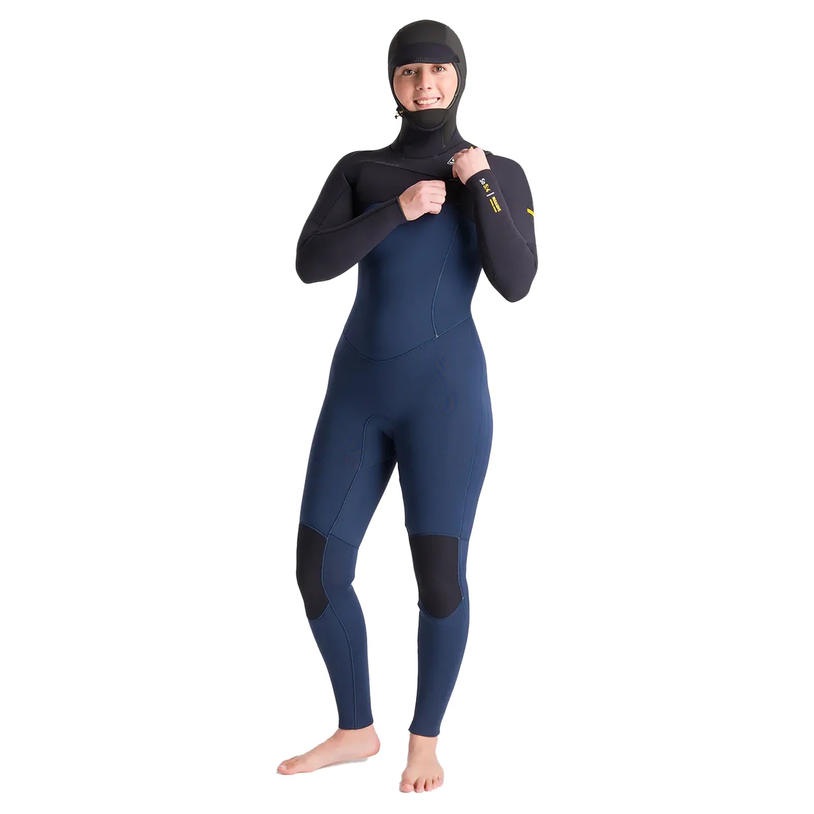 C-Skins NuWave Solace 5/4/3 Hooded Chest Zip Wetsuit - Bluestone/Back X/Saffron Hoodie with Hem Frayed Vintage Worn C-Skins NuWave Solace 5/4/3 Hooded Chest Zip Wetsuit - Bluestone/Back X/Saffron Hoodie with Hem Frayed Vintage Worn
