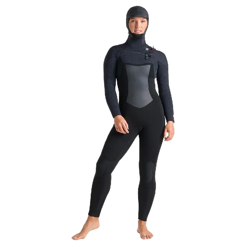 C-Skins Women's Rewired 6/5mm Hooded Chest Zip Wetsuit - Black/Black/Shade Hoodie with Rolled Sleeves Casual Relaxed C-Skins Women's Rewired 6/5mm Hooded Chest Zip Wetsuit - Black/Black/Shade Hoodie with Rolled Sleeves Casual Relaxed