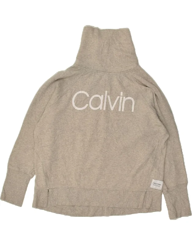 CALVIN KLEIN Womens Graphic Sweatshirt Jumper UK 16 Large Grey Cotton Hoodie with Illustration Artistic Creative CALVIN KLEIN Womens Graphic Sweatshirt Jumper UK 16 Large Grey Cotton Hoodie with Illustration Artistic Creative