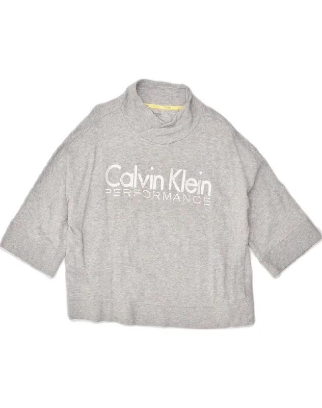 CALVIN KLEIN Womens Performance Graphic Sweatshirt Jumper UK 16 Large Grey Hoodie with Exposed Zipper Edgy Industrial CALVIN KLEIN Womens Performance Graphic Sweatshirt Jumper UK 16 Large Grey Hoodie with Exposed Zipper Edgy Industrial