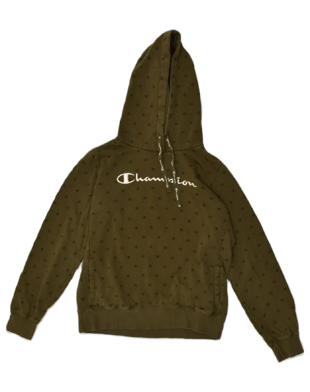CHAMPION Womens Graphic Hoodie Jumper UK 18 XL Khaki Cotton Graphic Hoodie Design Print CHAMPION Womens Graphic Hoodie Jumper UK 18 XL Khaki Cotton Graphic Hoodie Design Print