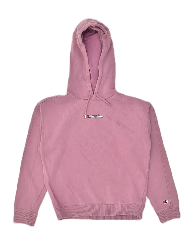 CHAMPION Womens Loose Fit Hoodie Jumper UK 14 Medium Purple Cotton Hoodie Sweatshirt Pullover CHAMPION Womens Loose Fit Hoodie Jumper UK 14 Medium Purple Cotton Hoodie Sweatshirt Pullover