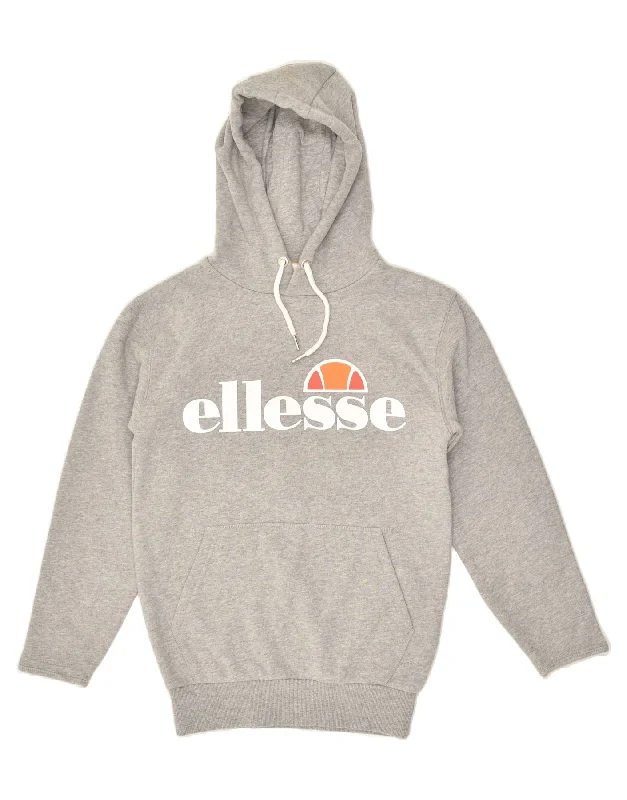 ELLESSE Womens Graphic Hoodie Jumper UK 6 XS Grey Cotton Hoodie with Toggle Buttons Decorative Unique ELLESSE Womens Graphic Hoodie Jumper UK 6 XS Grey Cotton Hoodie with Toggle Buttons Decorative Unique