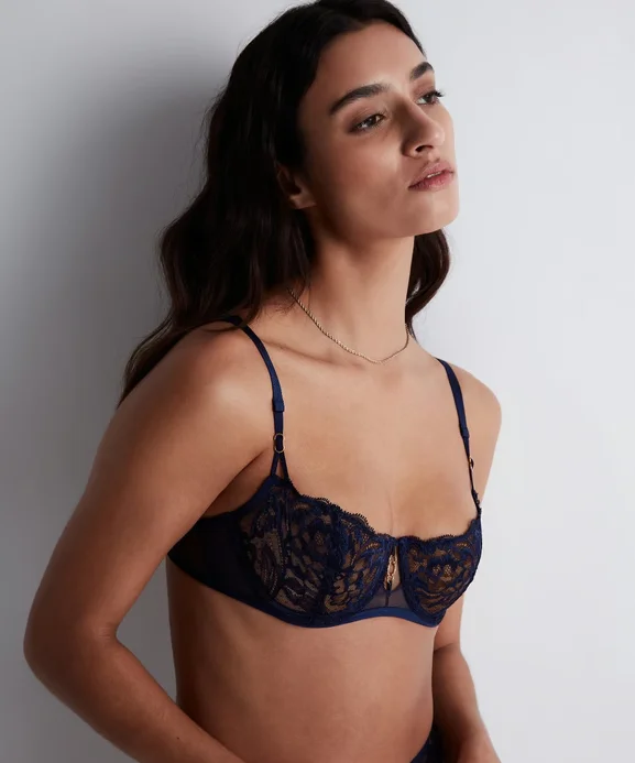 Feeling Myself Lace Demi Cup Bra In Astral Blue - Aubade Soft Mesh Bra