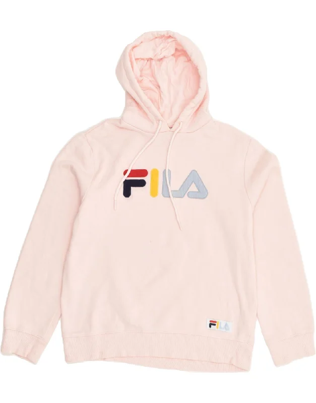 FILA Womens Graphic Hoodie Jumper UK 12 Medium Pink Cotton Hoodie with Ribbed Cuffs Snug Fit Comfort FILA Womens Graphic Hoodie Jumper UK 12 Medium Pink Cotton Hoodie with Ribbed Cuffs Snug Fit Comfort