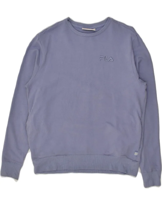 FILA Womens Sweatshirt Jumper UK 14 Medium Purple Cotton Hoodie with Hood Adjustable Protection FILA Womens Sweatshirt Jumper UK 14 Medium Purple Cotton Hoodie with Hood Adjustable Protection