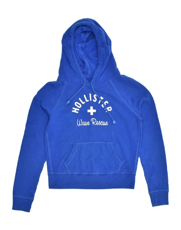 HOLLISTER Womens California Graphic Hoodie Jumper UK 14 Medium Blue Cotton Zip Hoodie Drawstring Kangaroo Pocket HOLLISTER Womens California Graphic Hoodie Jumper UK 14 Medium Blue Cotton Zip Hoodie Drawstring Kangaroo Pocket