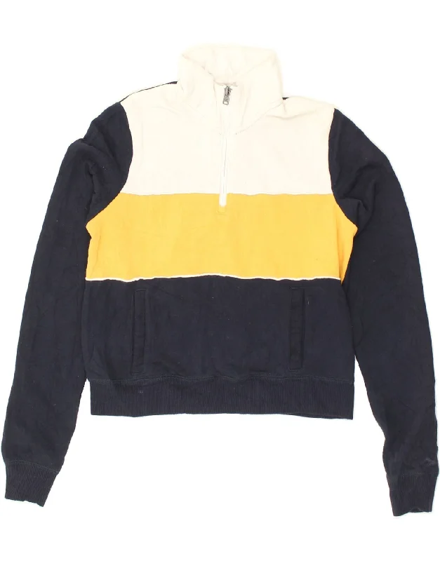 HOLLISTER Womens Crop Zip Neck Sweatshirt Jumper UK 6 XS Navy Blue Hoodie with Elastic Cuffs Stretchable Comfortable HOLLISTER Womens Crop Zip Neck Sweatshirt Jumper UK 6 XS Navy Blue Hoodie with Elastic Cuffs Stretchable Comfortable