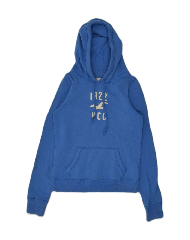 HOLLISTER Womens Hoodie Jumper UK 8 Small Blue Cotton Hoodie with Pastel Soft Subtle HOLLISTER Womens Hoodie Jumper UK 8 Small Blue Cotton Hoodie with Pastel Soft Subtle