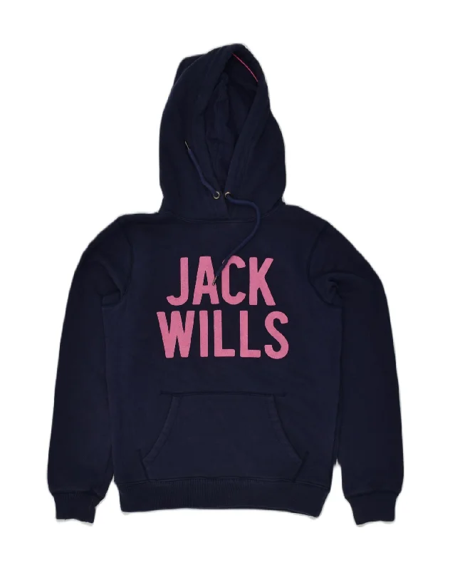 JACK WILLS Womens Graphic Hoodie Jumper UK 10 Small Navy Blue Cotton Hoodie with Turtle Neck Cozy Winter JACK WILLS Womens Graphic Hoodie Jumper UK 10 Small Navy Blue Cotton Hoodie with Turtle Neck Cozy Winter