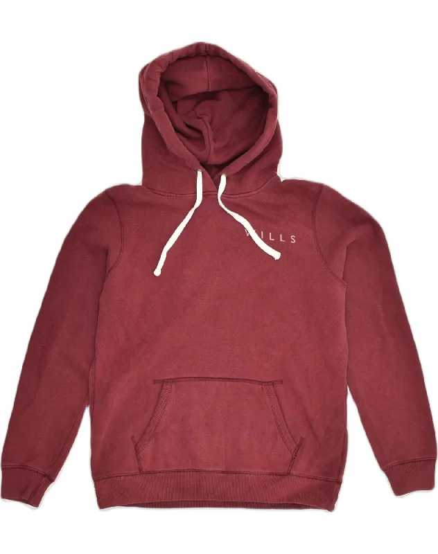 JACK WILLS Womens Graphic Hoodie Jumper UK 12 Medium Maroon Cotton Hoodie with Button Placket Classic Preppy JACK WILLS Womens Graphic Hoodie Jumper UK 12 Medium Maroon Cotton Hoodie with Button Placket Classic Preppy