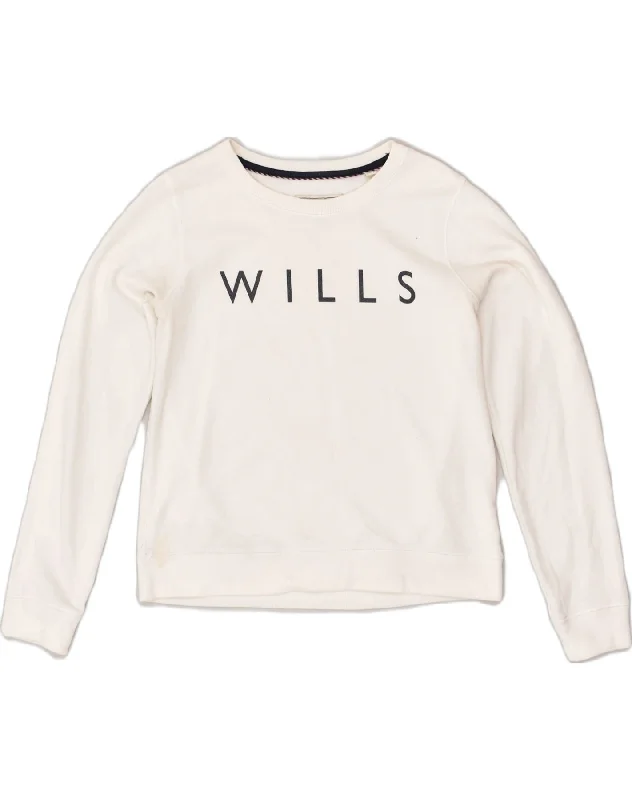 JACK WILLS Womens Graphic Sweatshirt Jumper UK 12 Medium White Cotton Hoodie with High Neck Warm Protective JACK WILLS Womens Graphic Sweatshirt Jumper UK 12 Medium White Cotton Hoodie with High Neck Warm Protective