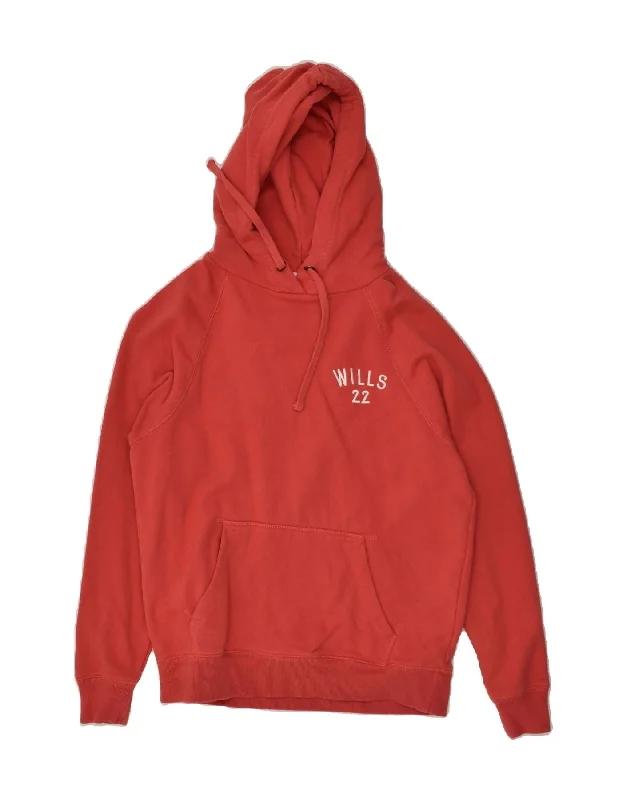 JACK WILLS Womens Hoodie Jumper UK 10 Small Red Cotton Hoodie with Metallic Shiny Futuristic JACK WILLS Womens Hoodie Jumper UK 10 Small Red Cotton Hoodie with Metallic Shiny Futuristic