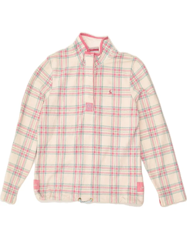JOULES Womens Button Neck Sweatshirt Jumper UK 12 Medium Pink Plaid Cotton Hoodie with Zipper Versatile Modern JOULES Womens Button Neck Sweatshirt Jumper UK 12 Medium Pink Plaid Cotton Hoodie with Zipper Versatile Modern