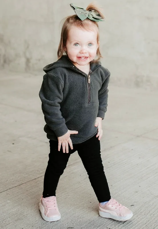 Kids Ampersand Half Zip Hoodie {Cozy Cutie Licorice} Hoodie with Elastic Waist Stretchable Comfortable Kids Ampersand Half Zip Hoodie {Cozy Cutie Licorice} Hoodie with Elastic Waist Stretchable Comfortable