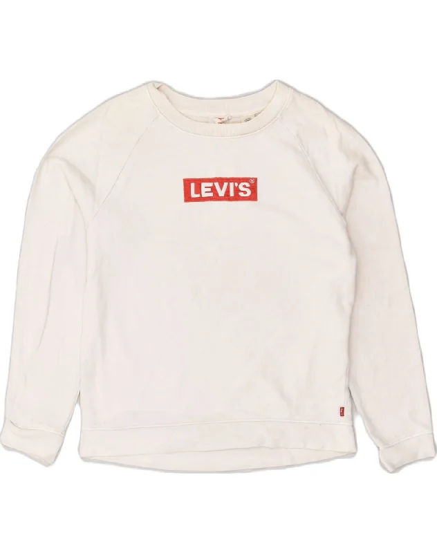 LEVI'S Womens Graphic Sweatshirt Jumper UK 6 XS White Cotton Hoodie with Drawcord Adjustable Secure LEVI'S Womens Graphic Sweatshirt Jumper UK 6 XS White Cotton Hoodie with Drawcord Adjustable Secure