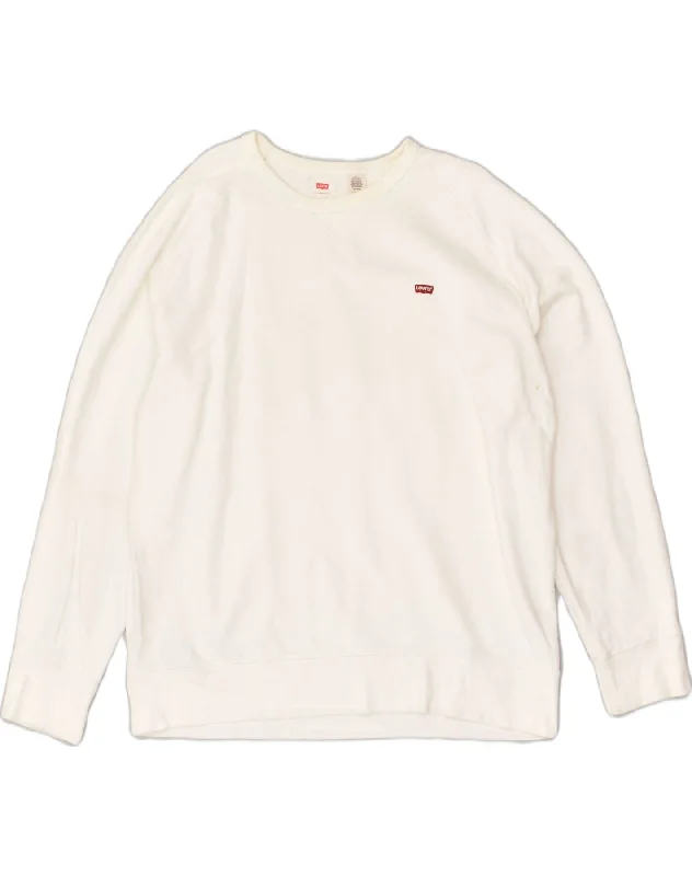 LEVI'S Womens Sweatshirt Jumper UK 18 XL White Cotton Hoodie with Exposed Zipper Edgy Industrial LEVI'S Womens Sweatshirt Jumper UK 18 XL White Cotton Hoodie with Exposed Zipper Edgy Industrial