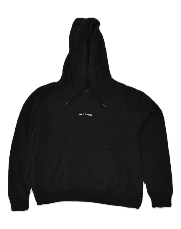 MCKENZIE Womens Hoodie Jumper UK 12 Medium Black Cotton Hoodie with Rolled Sleeves Casual Relaxed MCKENZIE Womens Hoodie Jumper UK 12 Medium Black Cotton Hoodie with Rolled Sleeves Casual Relaxed