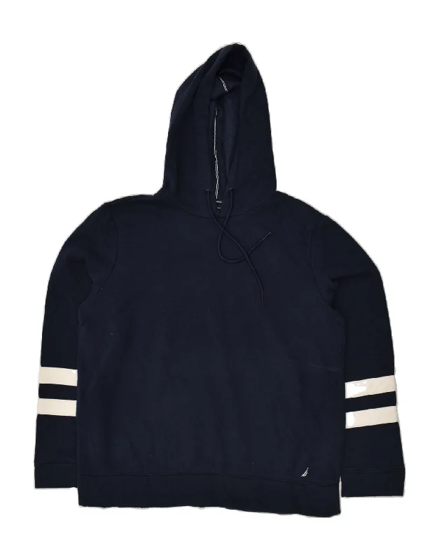 NAUTICA Womens Hoodie Jumper UK 14 Medium Navy Blue Cotton Hoodie with Rhinestones Sparkly Elegant NAUTICA Womens Hoodie Jumper UK 14 Medium Navy Blue Cotton Hoodie with Rhinestones Sparkly Elegant