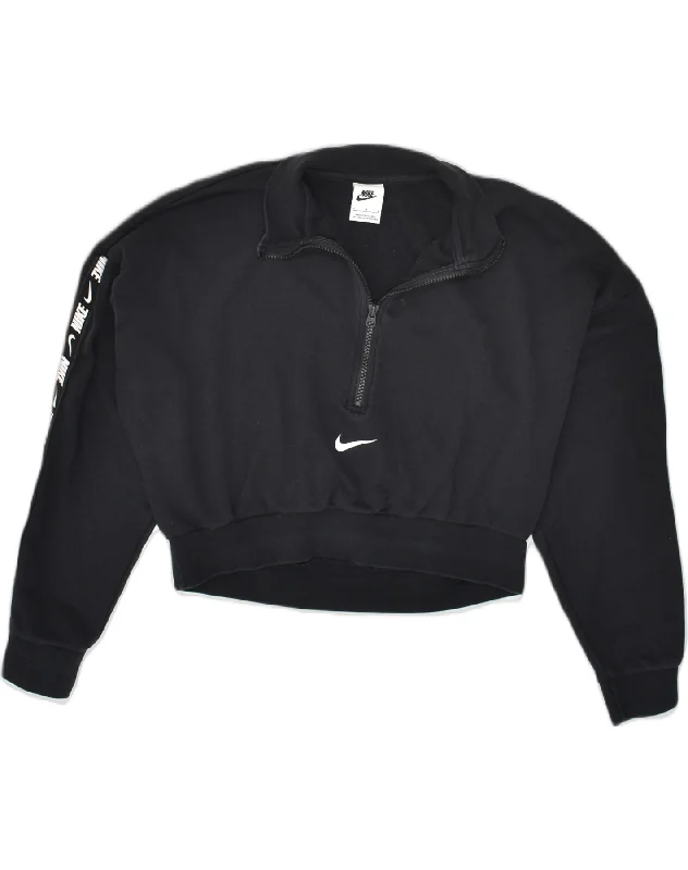 NIKE Womens Graphic Crop Sweatshirt Jumper UK 14 Medium Black Cotton Hoodie with Typography Text Message NIKE Womens Graphic Crop Sweatshirt Jumper UK 14 Medium Black Cotton Hoodie with Typography Text Message
