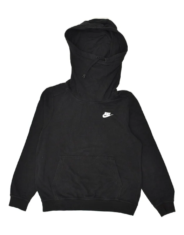 NIKE Womens Hoodie Jumper UK 10 Small Black Cotton Hoodie with Elastic Waist Stretchable Comfortable NIKE Womens Hoodie Jumper UK 10 Small Black Cotton Hoodie with Elastic Waist Stretchable Comfortable