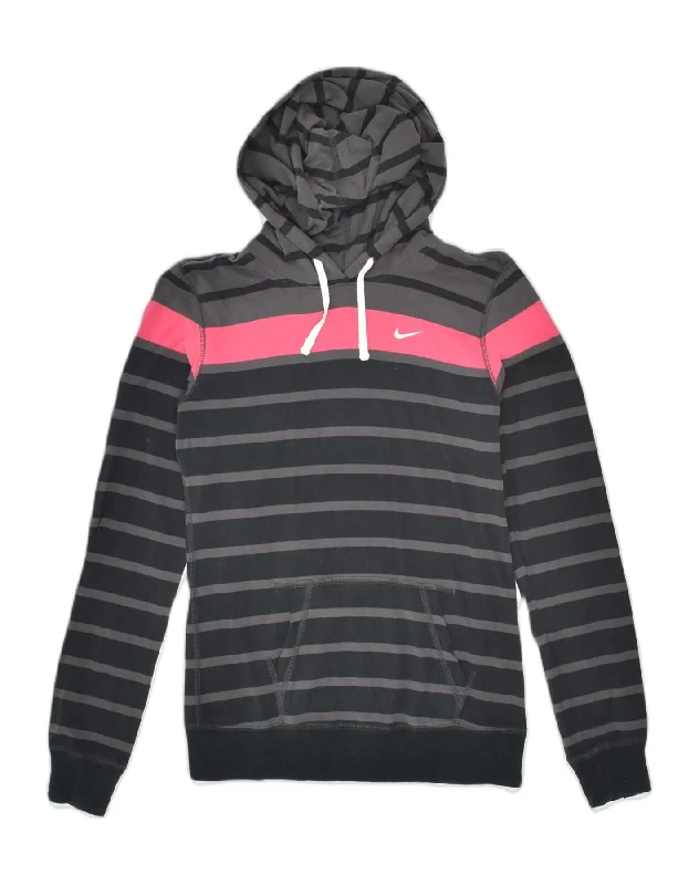 NIKE Womens Hoodie Jumper UK 10 Small Black Striped Cotton Hoodie with Earth Tones Natural Calm NIKE Womens Hoodie Jumper UK 10 Small Black Striped Cotton Hoodie with Earth Tones Natural Calm