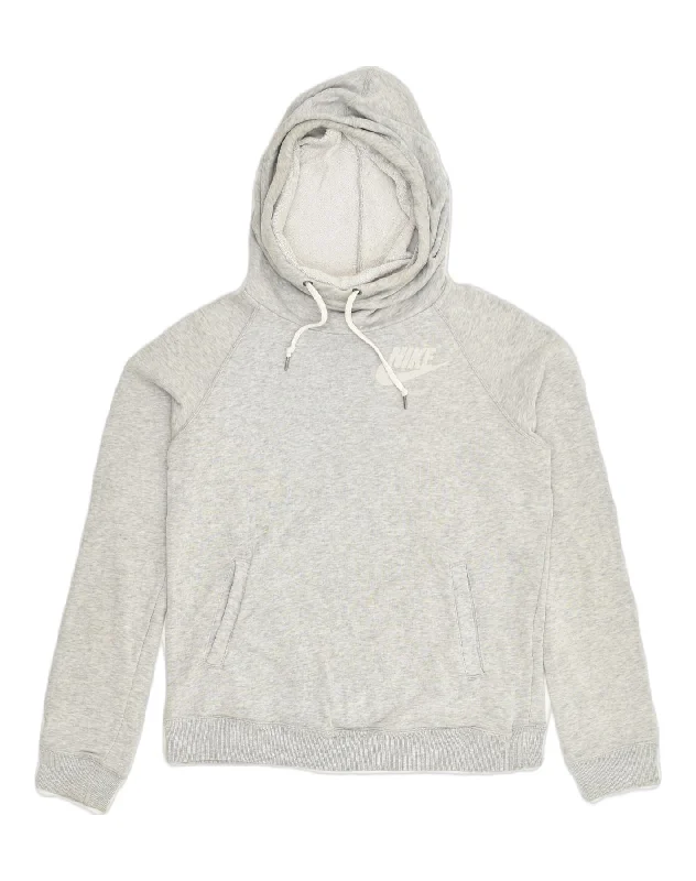NIKE Womens Hoodie Jumper UK 10 Small Grey Cotton Hoodie with Drop Shoulder Relaxed Streetwear NIKE Womens Hoodie Jumper UK 10 Small Grey Cotton Hoodie with Drop Shoulder Relaxed Streetwear