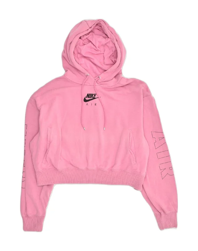 NIKE Womens Oversized Crop Hoodie Jumper UK 14 Medium Pink Cotton Hoodie with Hem Ribbing Snug Secure NIKE Womens Oversized Crop Hoodie Jumper UK 14 Medium Pink Cotton Hoodie with Hem Ribbing Snug Secure