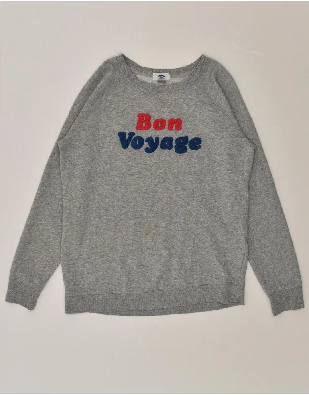 OLD NAVY Womens Graphic Sweatshirt Jumper UK 10 Small Grey Cotton Hoodie with Pattern Geometric Abstract OLD NAVY Womens Graphic Sweatshirt Jumper UK 10 Small Grey Cotton Hoodie with Pattern Geometric Abstract