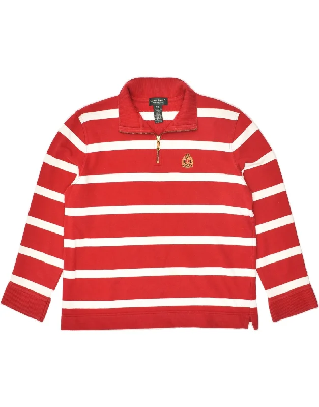 POLO RALPH LAUREN Womens Petite Zip Neck Sweatshirt Jumper UK 16 Large Red Hoodie with Cropped Fit Short Trendy POLO RALPH LAUREN Womens Petite Zip Neck Sweatshirt Jumper UK 16 Large Red Hoodie with Cropped Fit Short Trendy