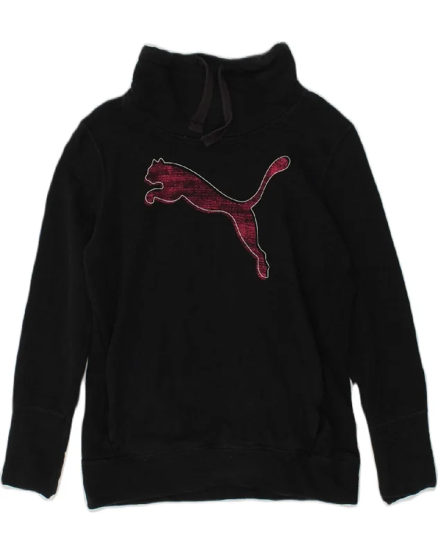 PUMA Womens Graphic Roll Neck Sweatshirt Jumper UK 12 Medium Black Hoodie with Slim Fit Tailored Modern PUMA Womens Graphic Roll Neck Sweatshirt Jumper UK 12 Medium Black Hoodie with Slim Fit Tailored Modern
