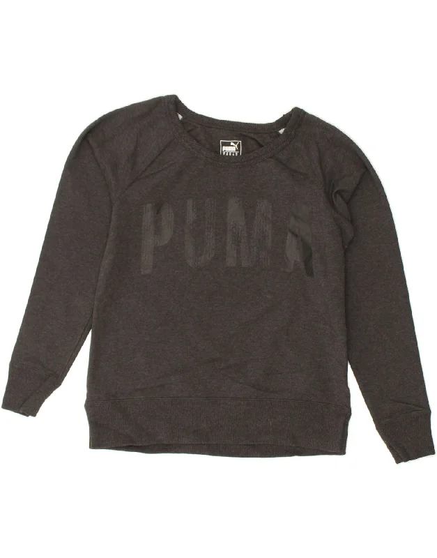 PUMA Womens Graphic Sweatshirt Jumper UK 12 Medium Grey Cotton Hoodie with High Neck Warm Protective PUMA Womens Graphic Sweatshirt Jumper UK 12 Medium Grey Cotton Hoodie with High Neck Warm Protective