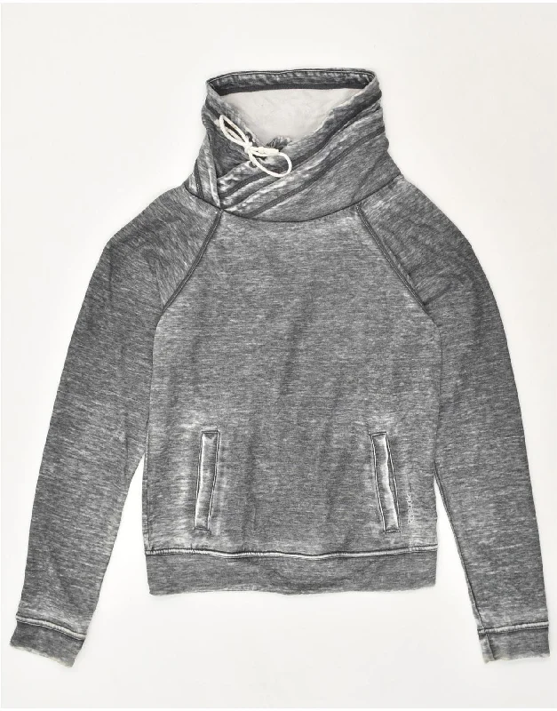 REEBOK Womens Shawl Neck Sweatshirt Jumper UK 8/10 Small Grey Polyester Hoodie with High-Low Hem Asymmetrical Trendy REEBOK Womens Shawl Neck Sweatshirt Jumper UK 8/10 Small Grey Polyester Hoodie with High-Low Hem Asymmetrical Trendy