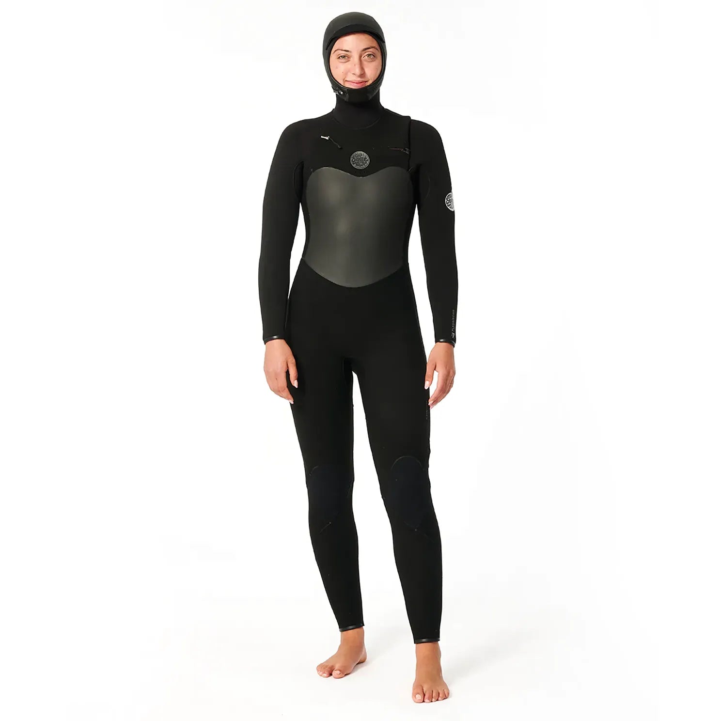 Rip Curl Women's Flashbomb 6/4mm Chest Zip Hooded Wetsuit - 24/25 Hoodie with Ribbed Neckline Snug Warm Rip Curl Women's Flashbomb 6/4mm Chest Zip Hooded Wetsuit - 24/25 Hoodie with Ribbed Neckline Snug Warm