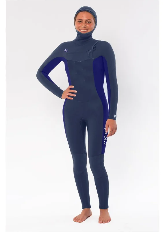 Sisstrevolution My seas 5/4 Hooded Chest Zip Full Wetsuits - blue moon Hoodie with High Neck Warm Protective Sisstrevolution My seas 5/4 Hooded Chest Zip Full Wetsuits - blue moon Hoodie with High Neck Warm Protective