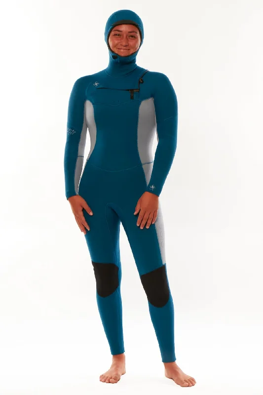 Sisstrevolution My seas 5/4 Hooded Chest Zip Full Wetsuit - Laguna Hoodie with Embroidery Detailed Premium Sisstrevolution My seas 5/4 Hooded Chest Zip Full Wetsuit - Laguna Hoodie with Embroidery Detailed Premium