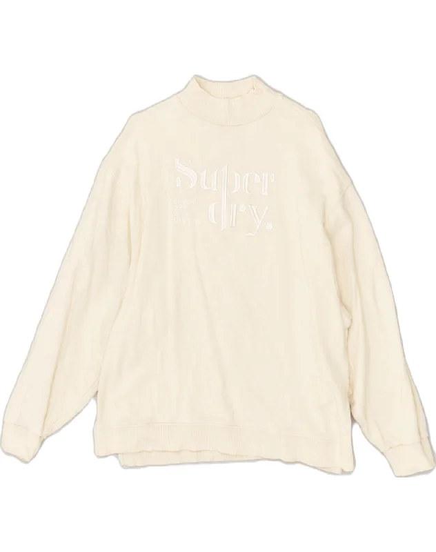 SUPERDRY Womens Oversized Graphic Sweatshirt Jumper UK 12 Medium Beige Hooded Sweatshirt Casual Wear Street Style SUPERDRY Womens Oversized Graphic Sweatshirt Jumper UK 12 Medium Beige Hooded Sweatshirt Casual Wear Street Style