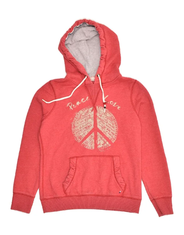 TOMMY HILFIGER Womens Graphic Hoodie Jumper UK 12 Medium Red Cotton Oversized Hoodie Comfort Casual TOMMY HILFIGER Womens Graphic Hoodie Jumper UK 12 Medium Red Cotton Oversized Hoodie Comfort Casual