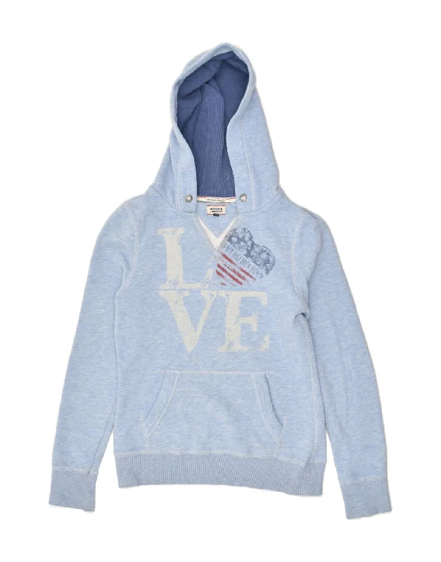 TOMMY HILFIGER Womens Graphic Hoodie Jumper UK 6 XS Blue Cotton Hoodie with Velcro Closure Adjustable Secure TOMMY HILFIGER Womens Graphic Hoodie Jumper UK 6 XS Blue Cotton Hoodie with Velcro Closure Adjustable Secure